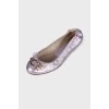 Silver and purple ballet flats 