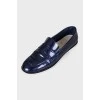 Patent dark blue loafers