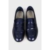 Patent dark blue loafers