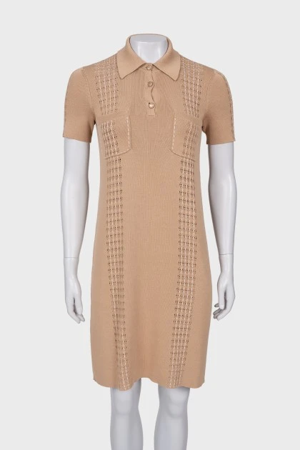 Beige perforated dress