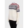Wool sweater with embroidered print