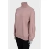 Cashmere jumper with double collar 