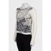 Cashmere sweater with embroidered print