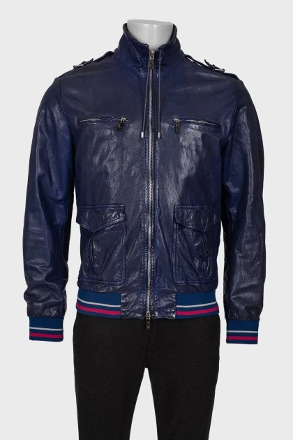 Men's blue leather jacket