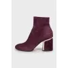 Purple suede ankle boots