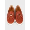 Fringed leather loafers