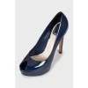 Dark blue patent leather shoes