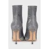 Silver textile ankle boots