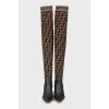 Combination over the knee boots with signature print
