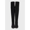 Black suede and leather over the knee boots