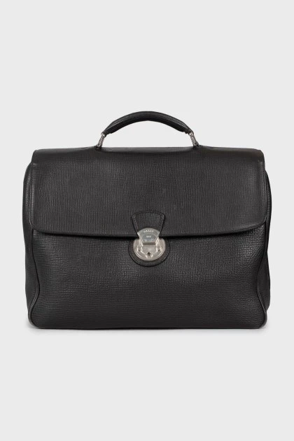 Men's briefcase with silver hardware