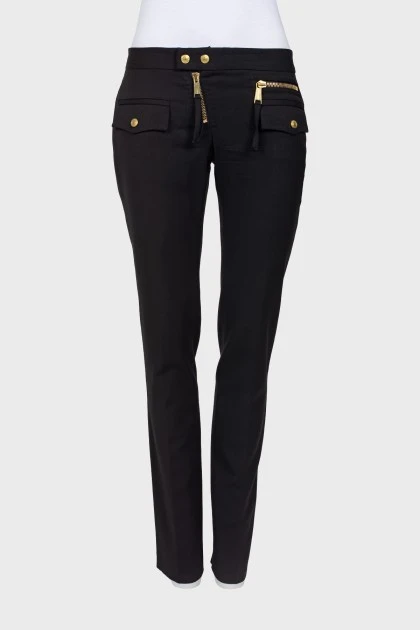 Wool pants with gold-tone hardware