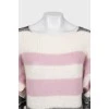 Striped sweater with embellished pockets