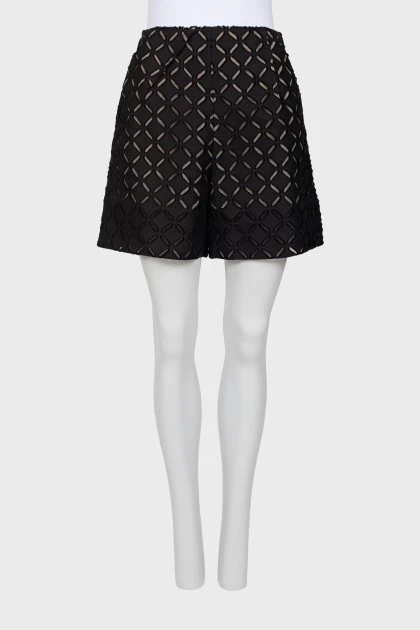 Black perforated shorts