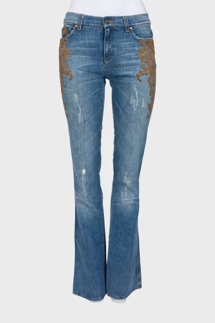 Embellished flare jeans