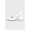 White block heel shoes