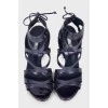 Lacquered lace-up sandals