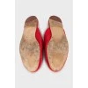 Red suede mules