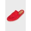 Red suede mules