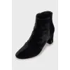 Velor heeled ankle boots