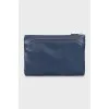 Leather clutch with embossed brand logo