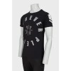Men's T-shirt with print and rhinestones