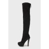 Suede over the knee boots with zipper