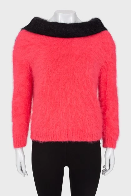 Two-tone high pile sweater