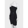 Black bandeau dress with draping
