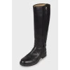 Black leather boots with zipper