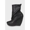 Leather wedge ankle boots