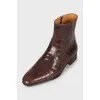 Men's leather boots with embossing