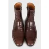 Men's leather boots with embossing