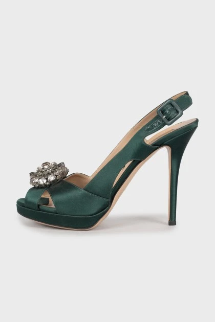 Green sandals with decor