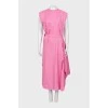 Pink midi dress with asymmetrical hem
