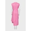Pink midi dress with asymmetrical hem