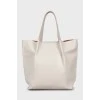 Light gray leather tote bag