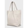 Light gray leather tote bag