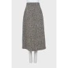 Black and white wool midi skirt