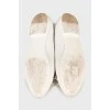 Leather ballet shoes with logo on toe