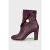 Purple leather ankle boots