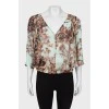 Silk blouse in abstract print