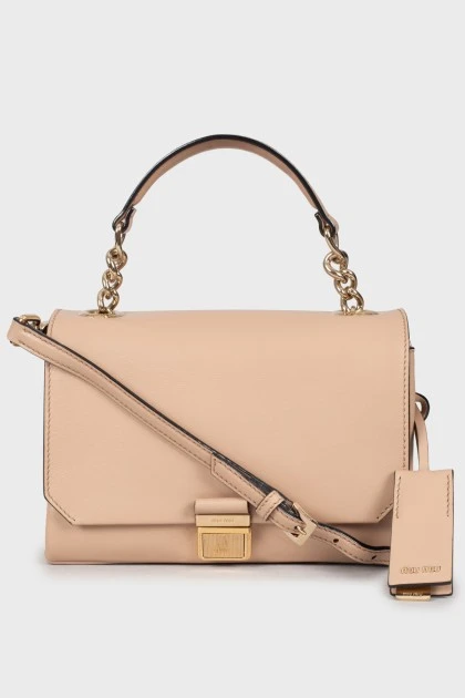 Leather crossbody bag with gold-tone hardware