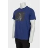 Men's blue T-shirt with print