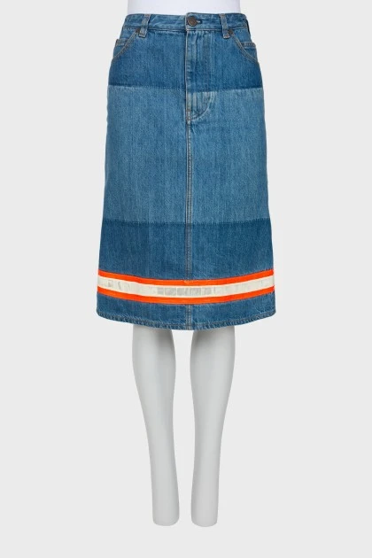 Denim skirt with decoration at the bottom