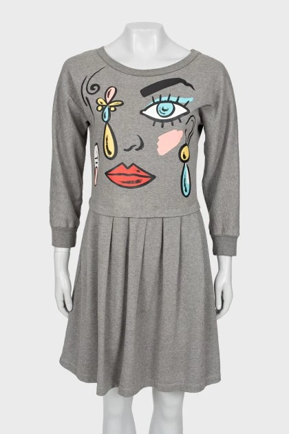 Gray dress with print