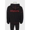 Men's black hoodie with embroidery