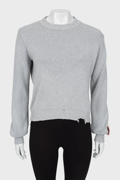 Gray sweater with ripped effect