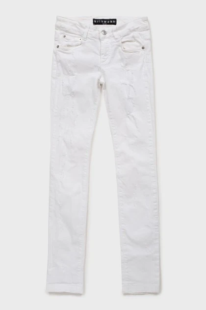 White distressed skinny jeans