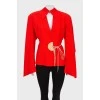 Red jacket with wicker decor